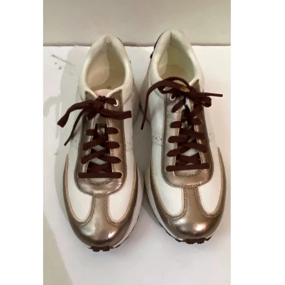Cole Haan meadow runner White Bronze Pink Metallic Sneakers Sz 8